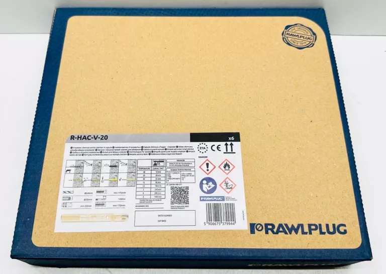 KOTWA WINYLOESTROWA W AMPUŁCE RAWPLUG - WBIJANA R-HAC-V M20MM - 6 SZT.