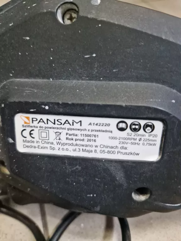 SZLIFIERKA DO GIPSU PANSAM A142220
