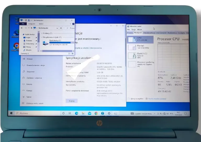 LAPTOP P HP STREAM 14-AX000NW 2GB/32GB/14''/INTEL CELERON N3060 + ZASILACZ