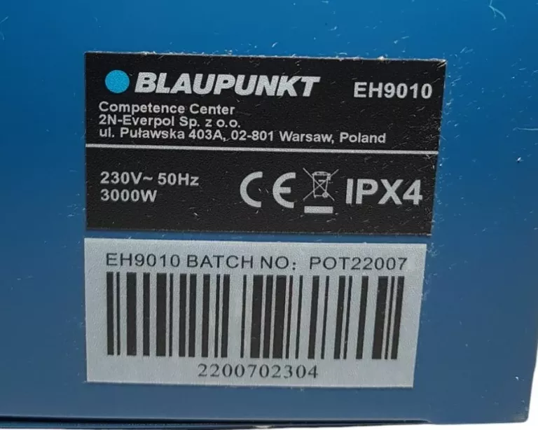 NAGRZEWNICA ELEKTRYCZNA BLAUPUNKT EH9010