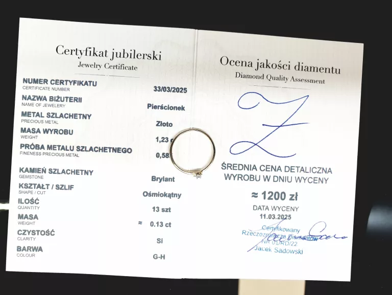 PIERŚCIONEK  R: 14  1,23 G [585] BRYLANT 13SZT 0,13CT