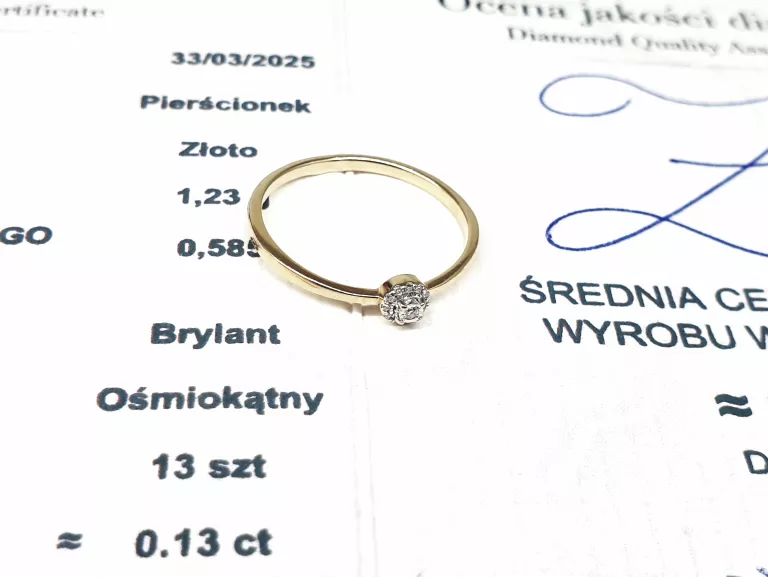 PIERŚCIONEK  R: 14  1,23 G [585] BRYLANT 13SZT 0,13CT