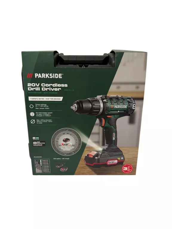 PARKSIDE WIERTARKO-WKRĘTARKA PABS 20-LI I9 AKUMULATOR + ŁADOWARKA ZESTAW