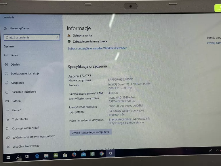 LAPTOP ACER ASPIRE N15Q1 I3 5005U 4GB 500GB HDD
