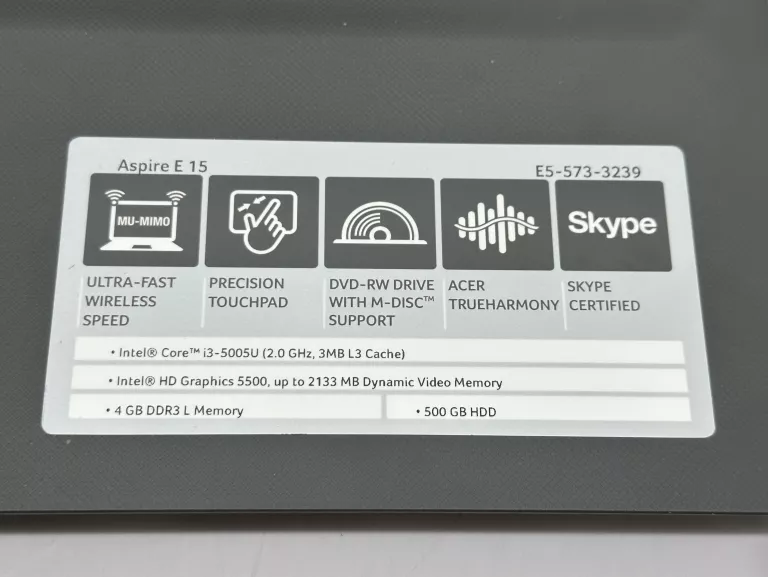 LAPTOP ACER ASPIRE N15Q1 I3 5005U 4GB 500GB HDD