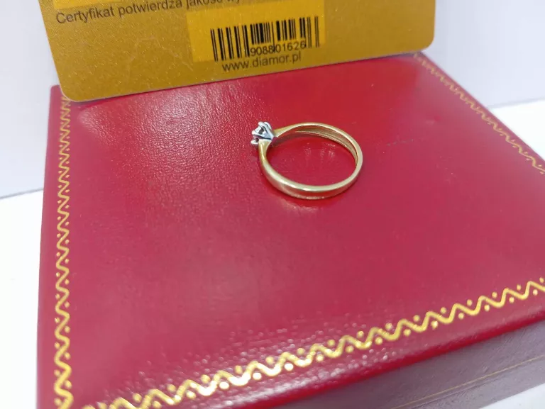 ZŁOTY PIERŚCIONEK Z DIAMENTEM 1,43G/585 CERT