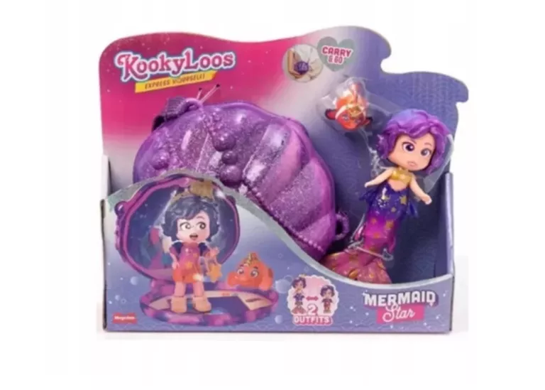 KOOKYLOOS MERMAID STAR Z MUSZELKĄ-TOREBKĄ, UBRANIAMI ORAZ AKCESORIAMI