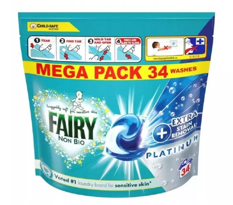 FAIRY NON BIO PLATINUM EXTRA FRESHNESS PODS 34 PRANIA SKÓRA WRAŻLIWA
