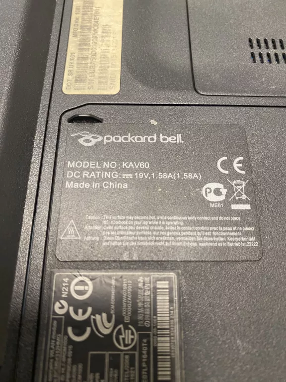 LAPTOP PACKARD BELL KAV60 2/300GB