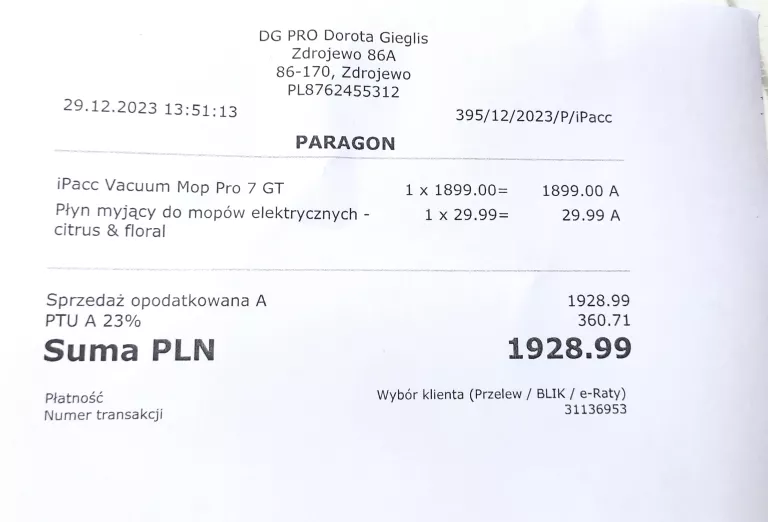 ODKURZACZ PIONOWY MYJĄCY IPACC VACUUM MOP PRO 7 GT GW