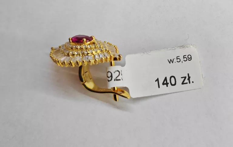 SREBRNE KOLCZYKI 925 5,59G POZŁACANE, RÓŻOWA CYRKONIA