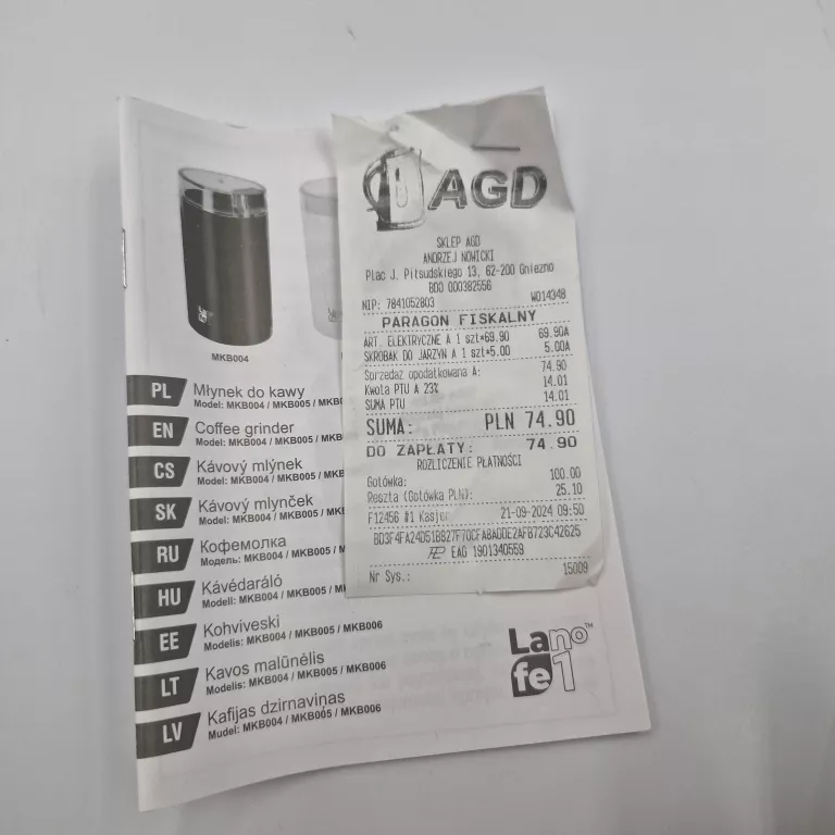MŁYNEK DO KAWY LAFE MKB 004 GW2026