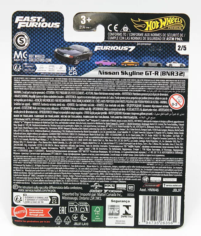 AUTKO HOT WHEELS PREMIUM FAST AND FURIOUS NISSAN SKYLINE GT-R (BNR32)