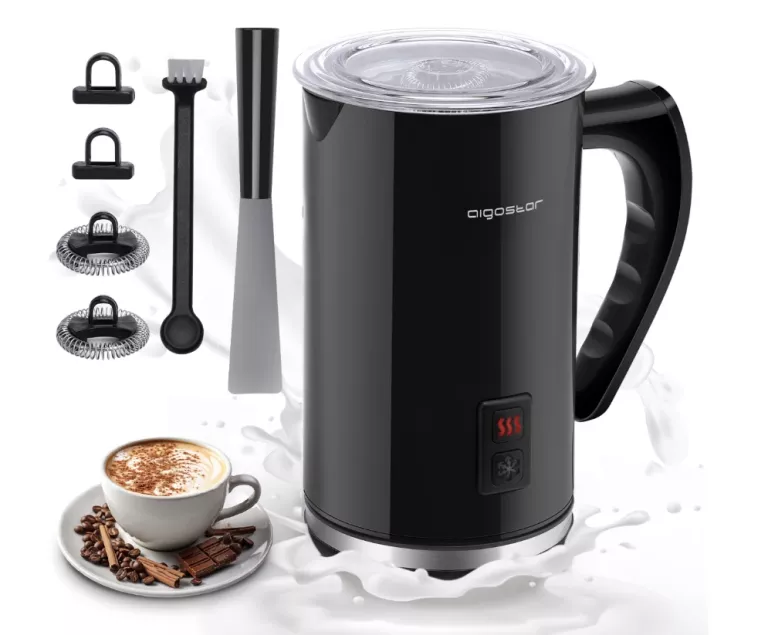 CZARNE SPIENIACZE DO MLEKA AIGOSTAR O MOCY 500 W, POJEMNOŚĆ 0,24L. CAPU