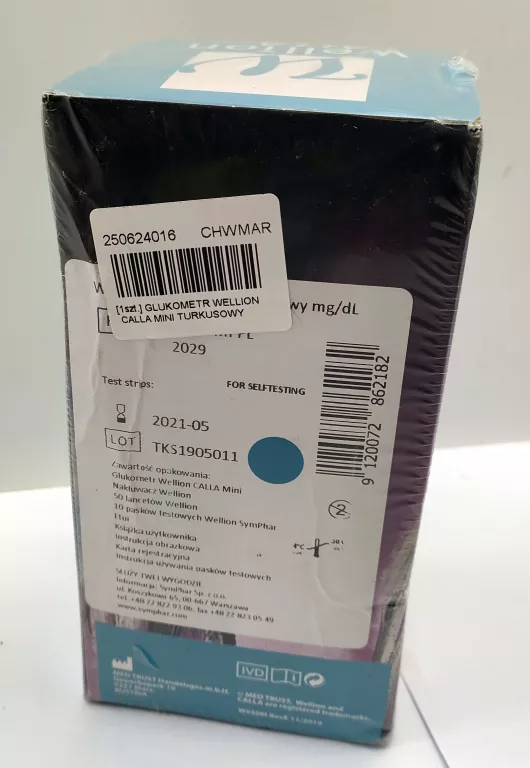GLUKOMETR WELLION CALLA MINI TURKUSOWY PUDEŁKO