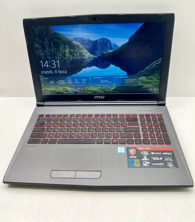 LAPTOP MSI GV62 GTX 1050 4GB W10 PRO 8GB RAM 1TB