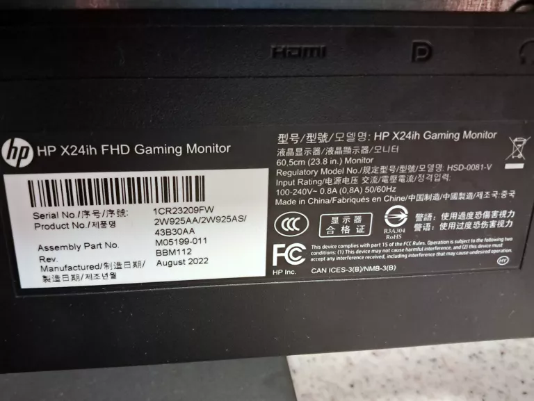 MONITOR HP X24IH FULL HD 144HZ