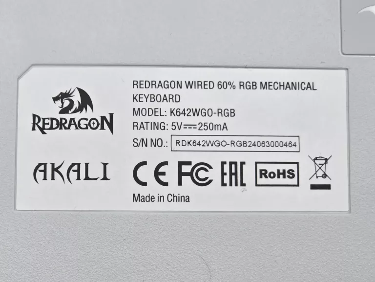 KLAWIATURA MECHANICZNA REDRAGON AKALI PODŚWIETLANA RGB HOTSWAP KOMPLET