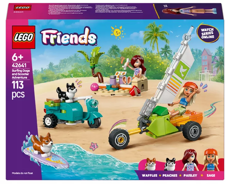 LEGO FRIENDS PRZYGODA Z SURFUJĄCYMI PSAMI I SKUTEREM 42641