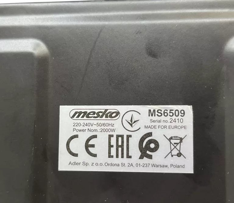 MESKO MS6509 – PRZENOŚNA KUCHENKA ELEKTRYCZNA Z 2 PALNIKAMI