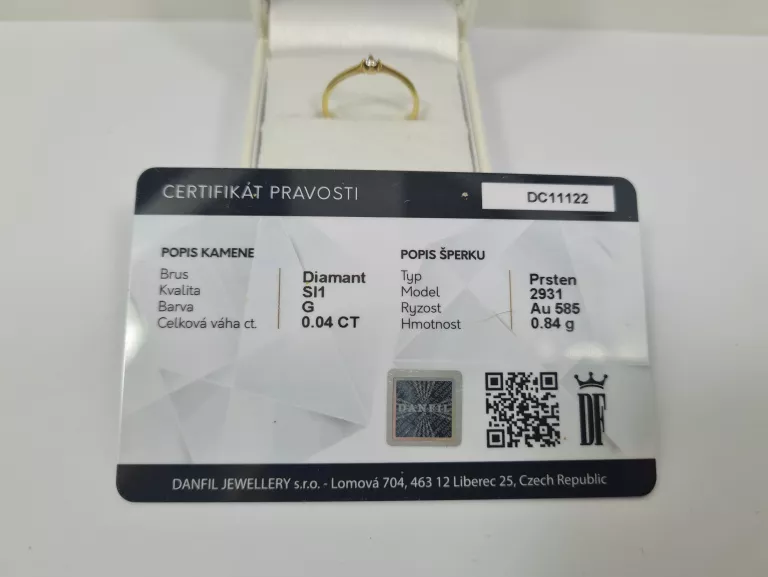 ZŁOTY PIERŚCIONEK Z DIAMENTEM 0,04CT 585 14K 0,84G R9