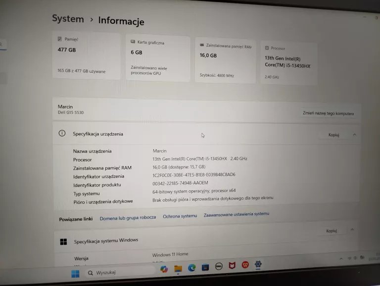 LAPTOP DELL G15 5530+ŁAD [250519010]