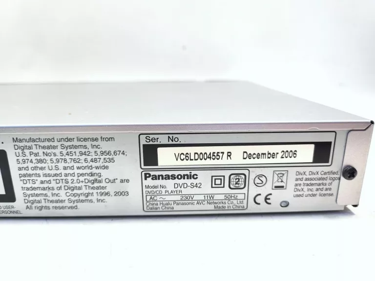 DVD PANASONIC DVD-S42 BEZ PILOTA