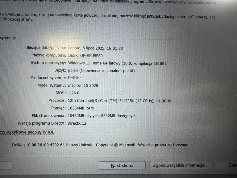 LAPTOP DELL INSPIRON 3520-2055 I5 16GB 1TB