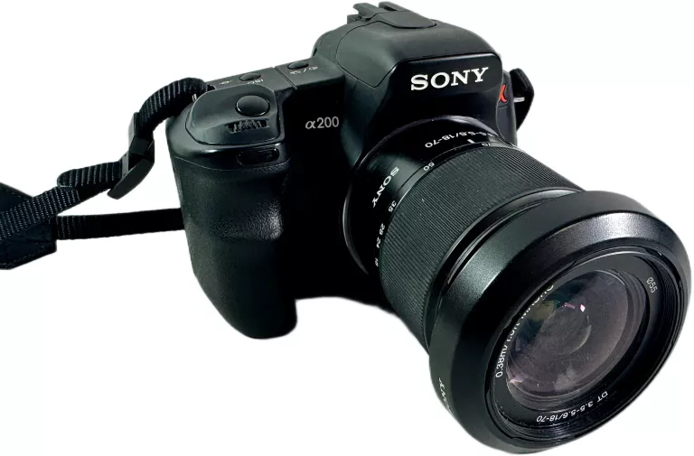 LUSTRZANKA CYFROWA APARAT SONY ALPHA 200 DSLR-A200 + SONY 18-70 + ETUI