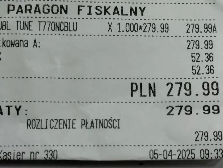 SŁUCHAWKI BEZPRZEWODOWE NAUSZNE JBL TUNE 770NC GWARANCJA