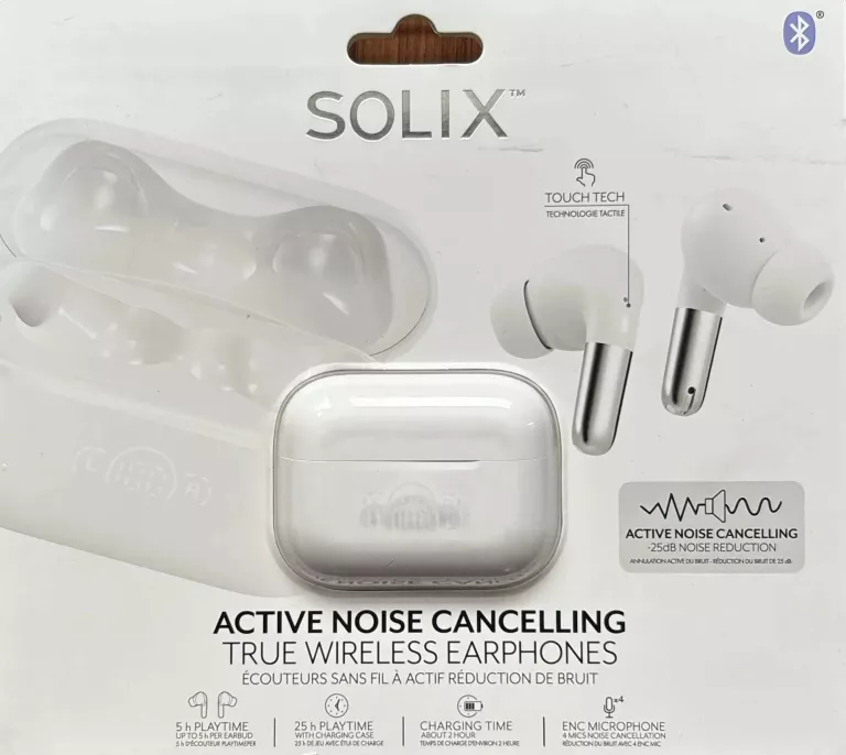 SŁUCHAWKI BT SOLIX ACTIVE NOISE CANCELLING BIAŁE