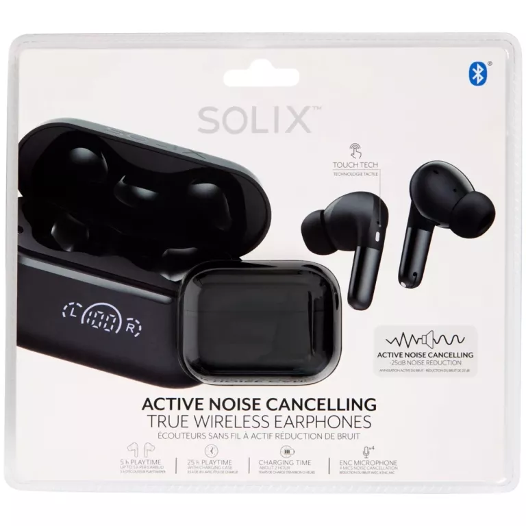 SŁUCHAWKI BT SOLIX ACTIVE NOISE CANCELLING CZARNE