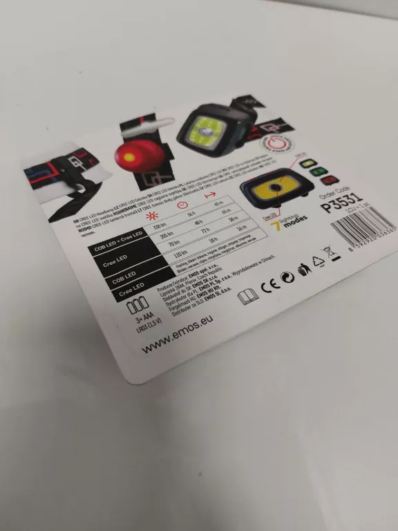 LATARKA CZOŁOWA EMOS P3531 LED COB + CREE 330LM 65M 3XAAA