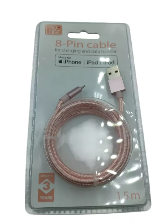 KABEL PROLOGIC USB-LIGHTINING 1,5 RÓZOWY
