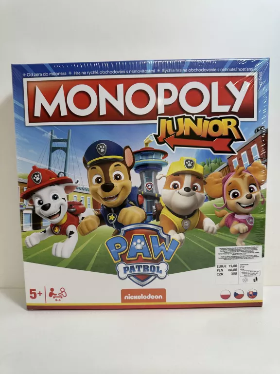 MONOPOLY JUNIOR PAW PATROL 2200162141261 WARTO