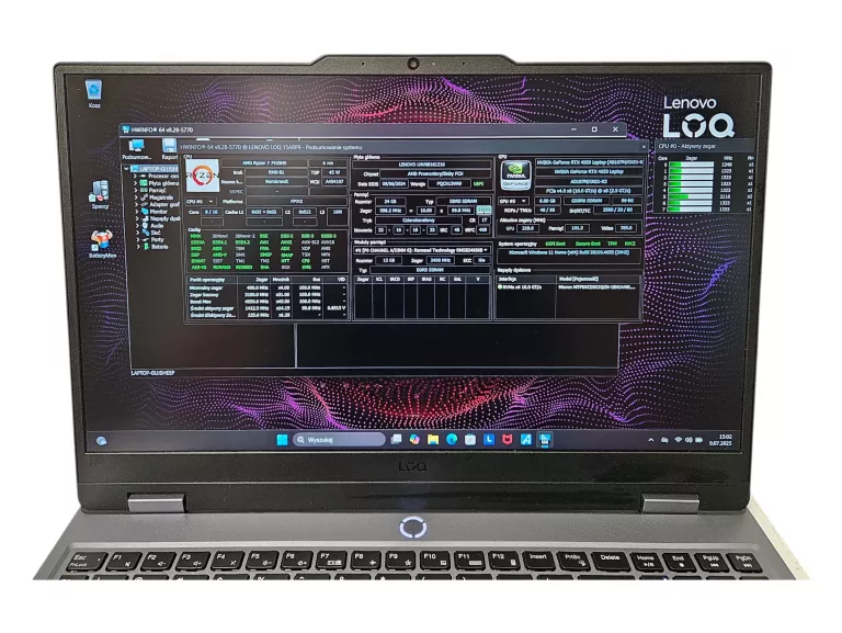 LAPTOP LENOVO LOQ 15ARP9 15,6" RYZEN 7 24 GB / 512 GB RTX4050