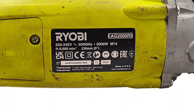 SZLIFIERKA KĄTOWA RYOBI EAG2000RS 2000 W 6000 RPM + WALIZKA