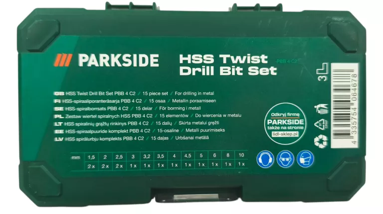 WIERTŁA PARKSIDE HSS TWIST DRILL BIT SET 15 SET