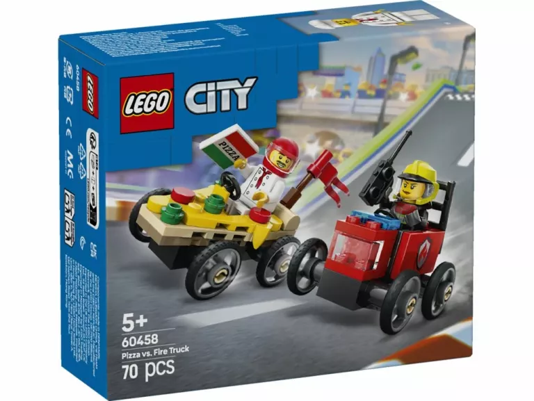 LEGO CITY ZESTAW WYŚCIGÓWEK: PIZZA KONTRA WÓZ STRAŻACKI 60458
