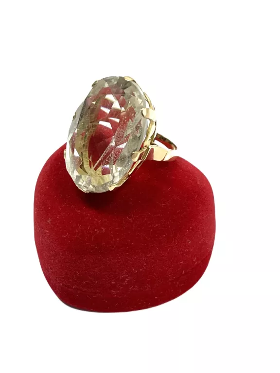 ZŁOTY PIERŚCIONEK BIAŁY TOPAZ P.585 W:17G R 15