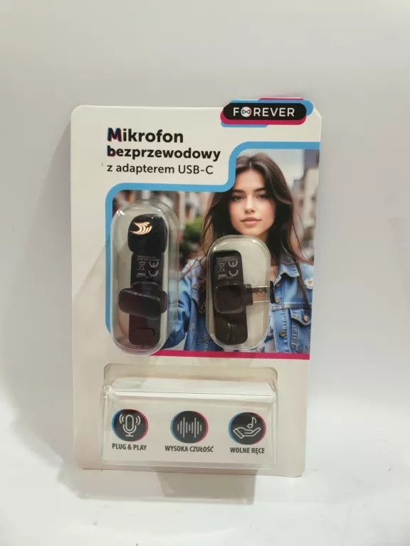 MIKROFON B EZPRZEWODOWQY Z ADAPTEREM USB C FOREVER