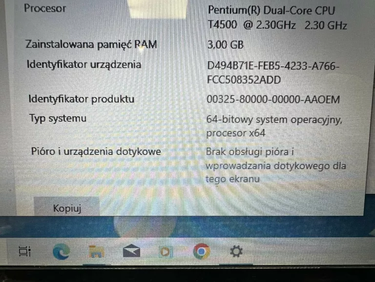 LAPTOP ASUS K50IJ TAM 3GB/WIN10/DYSK 250GB+ŁADOWARKA
