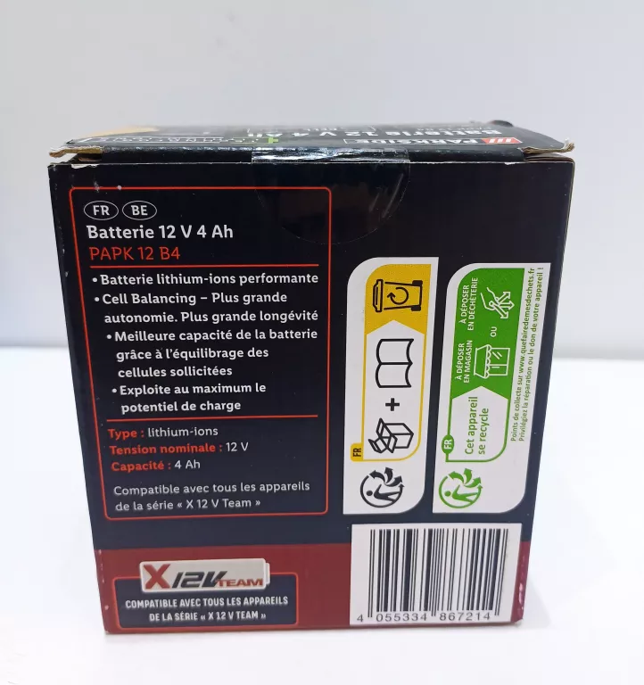 PARKSIDE AKUMULATOR BATERIA PAPK 12 B4 4AH 12V