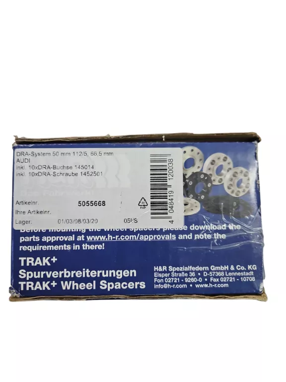 DYSTANSE KÓŁ H&R 5X112 50MM AUDI 25MM STRONA