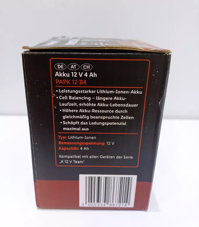 PARKSIDE AKUMULATOR BATERIA PAPK 12 B4 4AH 12V