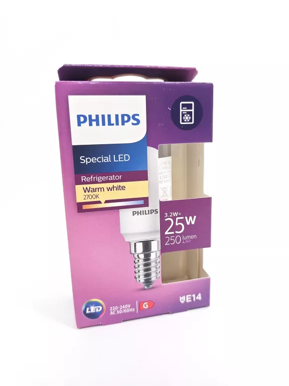 ŻARÓWKA LED TUBULARNA LODÓWKA E14 T25 3.2W = 25W 250LM 2700K PHILIPS