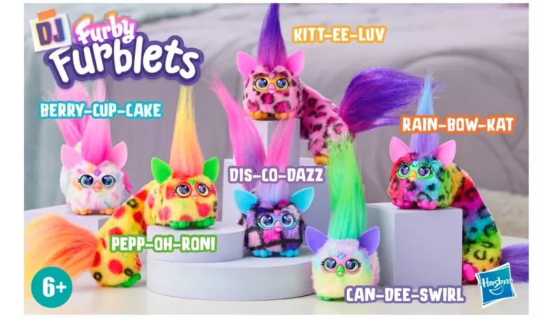 FURBY DJ FURBLETS ROZCIĄGLIWA MASKOTKA RAIN-BOW-KAT HASBRO G1783