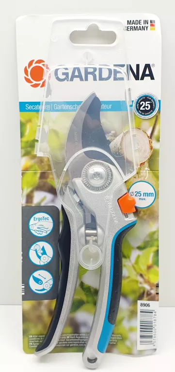 GARDENA 8906 SEKATOR OGRODOWY DO GAŁĘZI DO 25 MM NOŻYCE LEKKI MOCNY WYGODN