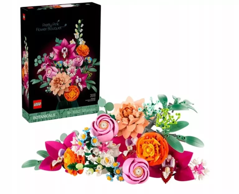 LEGO ICONS BOTANICALS 10342 PIĘKNY RÓŻOWY BUKIET KWIATÓW USZKO.KARTON