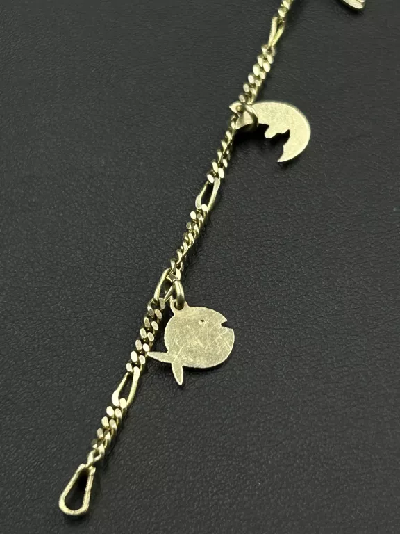 PIĘKNA ZŁOTA BRANSOLETKA Z WISIORKAMI 585/14K/4,48 G/17,5 CM